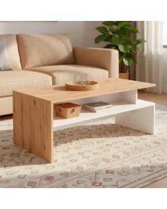 Tavolino Da Caff&egrave; Soggiorno Moderno Con Ripiano E Vani A Giorno Design Elegante E Funzionale Struttura Resistente In Melaminico Ideale Per Living Moderni 108 x 50 x 43 cm