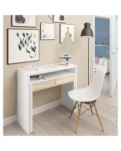 Scrivania Allungabile Con 2 Cassetti Tavolo Consolle Estensibile Studio Salvaspazio Con Ripiano Ideale Disegno Soggiorno Camera Salotto Ingresso Corridoio 99 x 88 x 36 Cm