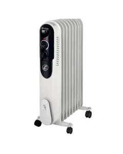 Radiatore Ad Olio Elettrico 2000W Con 9 Elementi Termostato Regolabile 3 Livelli di Potenza Silenzioso Basso Consumo Sicurezza Anti Ribaltamento Ruote E Avvolgicavo Per Ambienti fino a 60m²