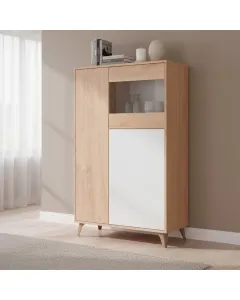 Credenza Con Vetrina Moderna Mobile contenitore Con Ripiani Interni In Truciolare Melaminico Ideale Per Soggiorno Sala Da Pranzo E Studio 77 x 33 x 142 Cm