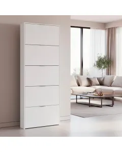 Scarpiera Armadio con 5 Ante Ribaltabili in Legno, Mobile Porta Scarpe Scaffale Mensola Organizzatore per Casa, Ingresso 70 x 17 x 180 Cm