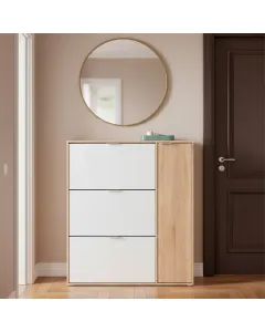 Scarpiera Salvaspazio A 3 Ribalte E 1 Anta Con Ripiani Mobile Porta Scarpe Da 30 Paia Per Ingresso Corridoio Camera Cameretta Design Moderno 106 x 115 x 22 Cm