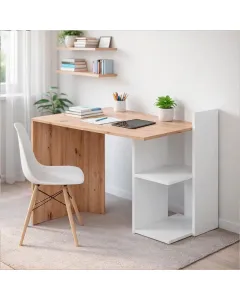 Scrivania Moderna Reversibile Con Vani Laterali A Giorno Mobile Desk Per PC Studio Home Office Struttura Resistente In Melaminico 100 x 52 x 78 Cm