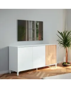 Credenza A 3 Ante Con Push To Open Madia Moderna Con Ripiani Interni Mobile Contenitore Per Soggiorno Salotto Ingresso Corridoio 74 x 154 x 40 Cm