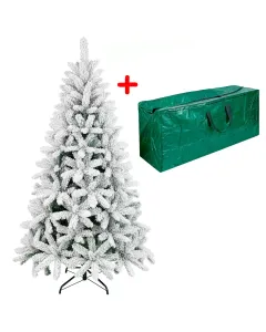 Albero Di Natale Innevato 180 Cm Con Sacca Effetto Reale 723 Rami Foltissimo Molto Folto Rami A Gancio Base A Croce Sicura In Metallo Doppia Foglia Colorata In PVC Abete Natalizio (723 Rami)