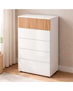 Comò Settimino 5 Cassetti Settimanale Alto Salvaspazio Mobile Mobiletto Cassettiera Design Per Camera da Letto Ingresso Corridoio Moderno Scandinavo 109 x 61 x 40 Cm