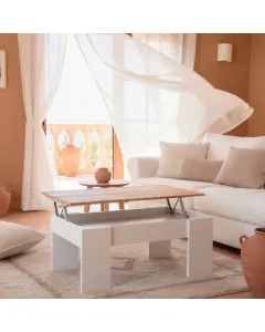 Tavolino da Salotto Alzabile Con Vano Contenitore Tavolo Multifunzione Salvaspazio Per Soggiorno E Divano Piano Sollevabile Per Lavorare e Mangiare 100 x 50 x 54&ndash;56 cm