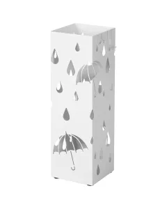 Portaombrelli In Acciaio Zincato Con Vaschetta Scolapioggia E 4 Ganci Removibili Base Antiscivolo Design Moderno Per Ingresso Casa e Ufficio 49 x 15.5 x 15.5 Cm