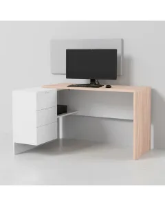 Scrivania Ufficio Studio Reversibile Con Cassettiera A 3 Cassetti Tavolo Da Lavoro Moderno Design Salvaspazio Soggiorno Salotto Studio Home Office 145 x 108 x 73 Cm