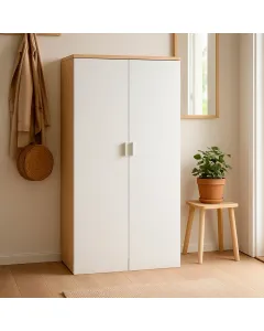 Armadio Armadietto Multiuso Con 2 Ante E Ripiani Regolabili Mobile Salvaspazio in Melaminico Mobile Per Casa Ufficio Lavanderia Ingresso 80 x 119 x 33 Cm