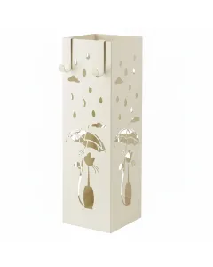 Portaombrelli In Metallo Con Decorazione Gatto Vaschetta Scolapioggia Removibile E 2 Ganci Laterali Base Antiscivolo Stand Quadrato Design Per Ingresso Casa E Ufficio 49 x 15.5 x 15.5 Cm