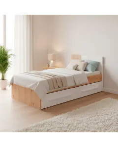 Letto Singolo Per Ragazzi Con 2 Cassetti E Testiera Letto Con Scomparti Per Materasso 190 x 90 Cm Bambini Salvaspazio Design Moderno 196 x 97 x 77 cm