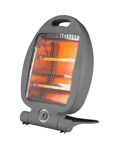 Stufa Al Quarzo 2 Livelli di Potenza Tubi Al Quarzo Da 400 W Materiale Autoestinguente Sistema Anti Ribaltamento Base Ripiegabile Maniglia Portatile Piccoli Ambienti 24 × 15.5 x 36.5 cm Grigio