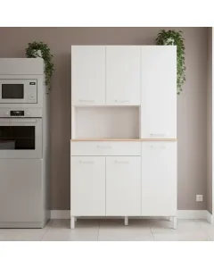 Mobile Dispensa Alto Per Cucina Microonde Credenza Madia Colonna Con 5 Ante e Cassetto Mobiletto Ausiliare Design Moderno Elegante Arredo Arredamento Sala 108 x 40 x 186 Cm