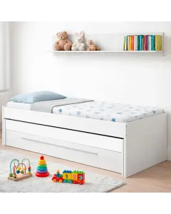 Letto Salvaspazio Con Letto Estraibile Cassetto E Mensola Design Nordico Ideale Per Camerette Piccole Pratico Robusto E Funzionale 65 × 199 × 96 Cm