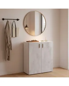 Armadietto Multiuso Armadio Basso A 2 Ante Mobile Salvaspazio Con Ripiani Regolabili Per Bagno Lavanderia Ripostiglio Garage o Ufficio Design Moderno 80 x 37 x 92 Cm