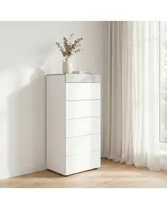 Com&ograve; Cassettiera Per Camera Da Letto Settimino Con 5 Cassetti Design Moderno Kolarovo Salvaspazio Mobile Comodino Maniglie Nascoste Interno Tessile 110 x 40 x 61 Cm