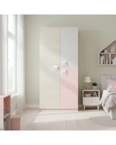 Armadio Giovanile A 3 Ante Armadietto Per Cameretta Ragazzi Con Barra Appendiabiti E 3 Ripiani Mobile Camera Design Moderno Salvaspazio 200 x 52 x 90 Cm