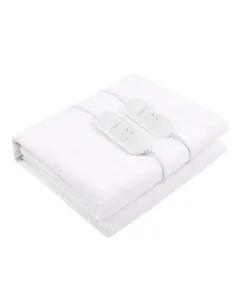 Scaldaletto Elettrico Matrimoniale 170 x 150 cm in Poliestere 9 Livelli di Temperatura 2 Controller Indipendenti Spegnimento Automatico 1-9h Anti-Surriscaldamento Elastici agli Angoli Lavabile