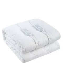 Scaldaletto Elettrico Matrimoniale 203 x 165 Cm Cotone e Poliestere Impermeabile 3 Livelli di Temperatura 2 Controller Indipendenti Spegnimento Automatico Anti Surriscaldamento Fascia Elastica