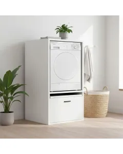 Mobile Per Lavatrice Asciugatrice Armadio Mobiletto Bagno Mobili Salvaspazio Con Cassetto E Mensola Allungabile Scaffale In Legno Armadietto Per Lavanderia Coprilavatrice 70 x 146 x 64 Cm