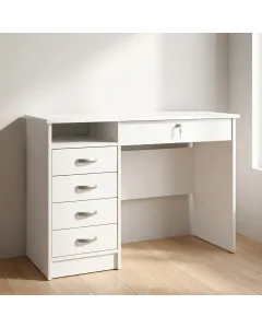Scrivania Da Ufficio Con 5 Cassetti E Cassetto Con Serratura Desk Moderno Salvaspazio Per Studio Cameretta E Home Office 109.3 x 48.5 x 75.6 Cm