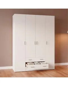 Armadio Guardaroba Con 4 Ante E 3 Cassetti Design Moderno Ampio Vano Con Barra Appendiabiti e Ripiani Salvaspazio Funzionale Abiti Camera da Letto Lavanderia Ingresso 154 x 49.5 x 200.4 Cm