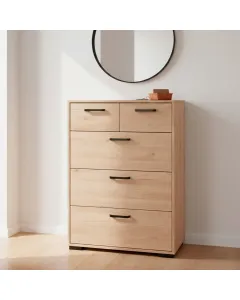 Cassettiera Alta 5 Cassetti Com&ograve; Mobile Contenitore Moderno Con Cassetti Scorrevoli A Sfera Per Camera Da Letto Ingresso Soggiorno 70.2 &times; 39.8 &times; 82.7 Cm