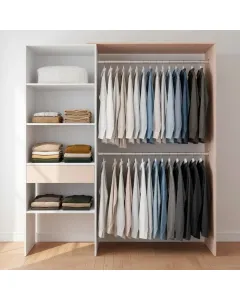 Armadio Guardaroba Con 2 Barre Appendiabiti 4 Ripiani E Cassetto Armadietto Mobile Salvaspazio Reversibile per Camera Cameretta Cabina Armadio 187 x 40 x 158 Cm