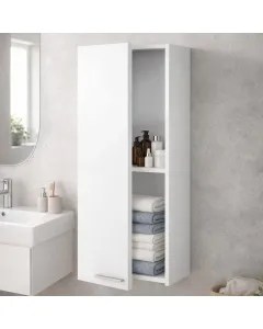 Pensile Da Bagno Sospeso Con 1 Anta E Ripiano Regolabile Mobile Armadietto Moderno Colonna Scaffale Salvaspazio Da Parete In Melamina Design Moderno 