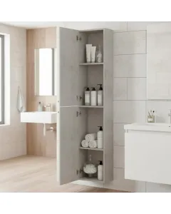 Mobile Alto Da Bagno Sospeso Con 2 Ante E 3 Mensole Interne Colonna Moderna Sospesa Salvaspazio In Melaminico Con Chiusura Assistita Design Industriale Lavanderia Ingresso
