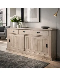 Credenza Soggiorno 3 Cassetti 2 Ante Scorrevoli 4 Ripiani Interni Mobile Buffet Madia Dispensa Cucina Zona Living Design Classico Moderno 220 x 50 x 95 Cm