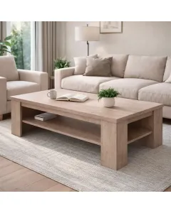 Tavolino Da Caffè Con Ripiano Inferiore E Vano A Giorno Tavolo Basso Moderno Design Elegante Minimal Per Soggiorno Salotto Zona Living Struttura Resistente 41 x 130 x 67 Cm