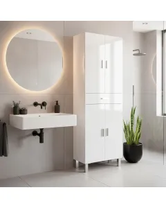 Colonna Bagno Con 4 Ante 4 Ripiani E Cassetto Mobile Alto Moderno Salvaspazio Con Mensole Regolabili Design Elegante Minimal Per Bagno Lavanderia Ripostiglio