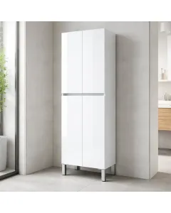 Colonna Bagno 4 Ante Con Ripiani Regolabili Mobile Alto Salvaspazio Design Moderno Elegante Ideale Per Bagno Lavanderia Ripostiglio