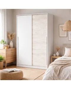 Armadio Guardaroba A Parete Con Ante Scorrevoli Barra Appendiabiti E 4 Ripiani Mobile Salvaspazio Stile Scandinavo Per Camera Cameretta