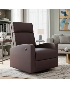 Poltrona Relax In Ecopelle Manuale Schienale Reclinabile Poggiapiedi Estraibile Seduta Imbottita Confortevole