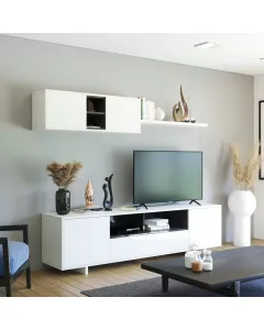 Parete Attrezzata Mobile Mobile Soggiorno TV con Mensola e Modulo Sospeso Salotto Legno Base Televisione Sala da Pranzo Design Moderno 200 x 41 x 46 cm