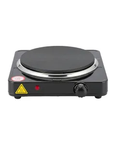 Fornello Elettrico 1500W Con Piastra in Ghisa Ø18,5 cm Termostato Regolabile Struttura in Acciaio Verniciato Design Compatto Ideale per Campeggio, Viaggio e Cucina Esterna 23.5×23.5×7 cm