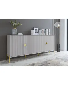 madia-moderna-credenza-in-melaminico-opaco-con-4-ante-e-piedini-alti-mobile-contenitore-design-soggiorno-salotto-sala-pranzo-ingresso-elegante-capiente-203-x-49-x-87-cm-grigio-439865