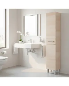 Mobile Alto Da Bagno Con 2 Ante E Cassetto Colonna Mobiletto Armadietto Salvaspazio In Melamina Con Ripiani Regolabili E Piedini In Alluminio Ingresso Lavanderia 182 x 35 x 30.5 Cm