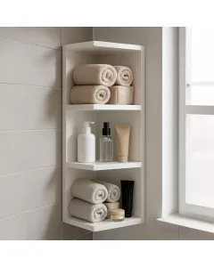 Modulo Angolare Bagno Sospeso Con 3 Ripiani Mobile Salvaspazio Mobiletto Da Parete Per Organizzare Accessori Prodotti Asciugamani Design Moderno Compatto Regina 65 x 20 x 19.5 Cm