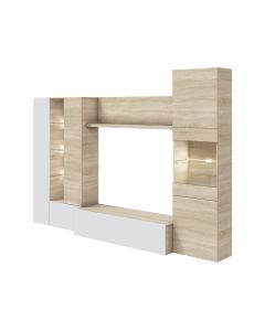 Parete Attrezzata Mobile Soggiorno TV Per Salotto Base Televisione Con Scaffali Illuminati Con LED Per Sala Da Pranzo Design Moderno 