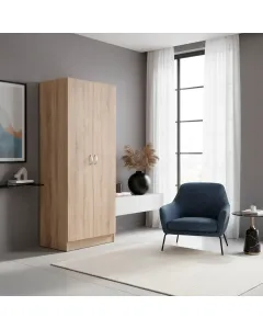 Scarpiera Armadio Salvaspazio Con 2 Ante E 5 Ripiani Regolabili Mobile Multiuso Design Moderno Per Ingresso Camera e Living 69.2 x 34.6 x 170.4 Cm Rovere
