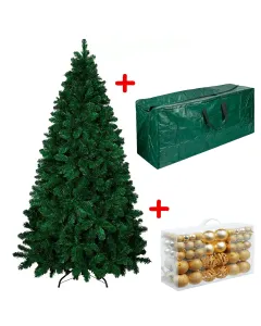Set Albero Di Natale Con Sacca Effetto E 100 Palline Oro Effetto Reale