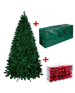 Set Albero Di Natale Con Sacca Effetto E 100 Palline Rosse Effetto Reale