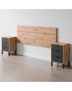 Set Testiera Letto Matrimoniale Con 2 Comodini Design Moderno Per Letti 135 E 150 cm Con Cassetti Per Camera Da Letto Cameretta Design Moderno Karbala 60 x 160 x 2,5 Cm