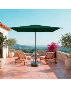 Ombrellone Rettangolare 3 x 2 M Da Giardino Parasole Per Balcone Con Air Vent Apertura A Manovella Anti UV Idrorepellente Per Mare Spiaggia Piscina Terrazzo Design Bahamas Verde