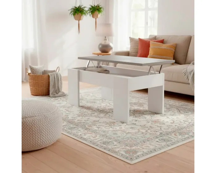 Tavolino Da Caffè Sollevabile Con Contenitore Tavolo Salvaspazio Con Piano Alzabile Per Soggiorno E Salotto Vano Portaoggetti Da Interno Mangiare Lavorare 100 x 69 x 57 Cm