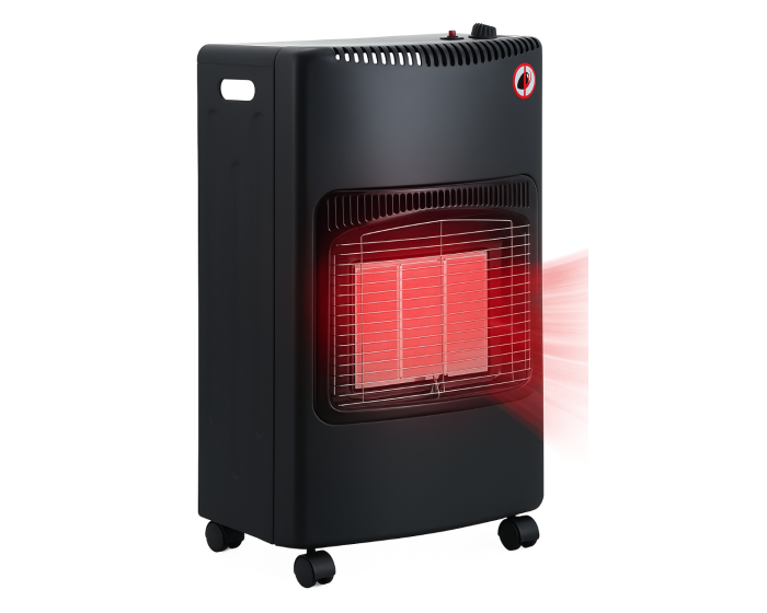 Stufa a Gas GPL 4,2 kW con 3 Livelli Pannelli Infrarossi Accensione Piezoelettrica CE Sicurezza ODS e Anti-Ribaltamento Ruote per Trasporto Adatta Interni fino 60m³